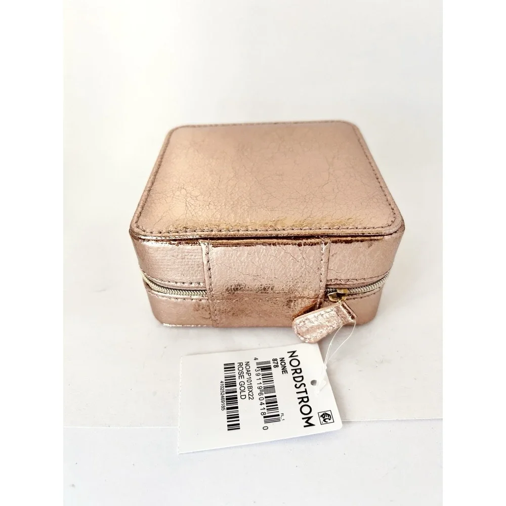 Nordstrom Rose Gold Square Jewelry Travel Case Box 4.5